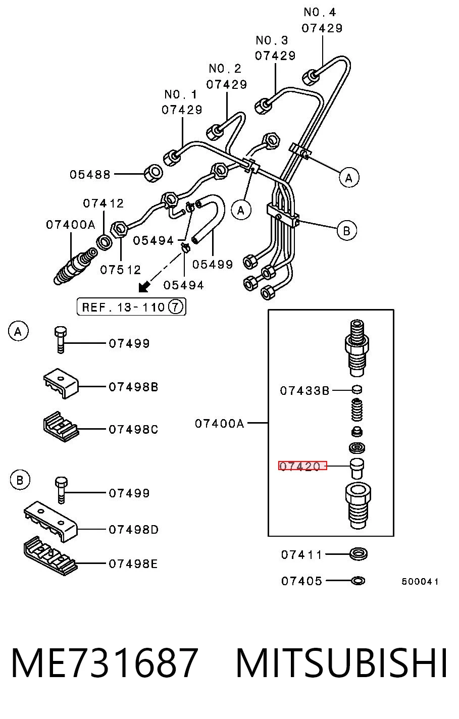 ME731687 Mitsubishi Pulverizador de diesel do injetor