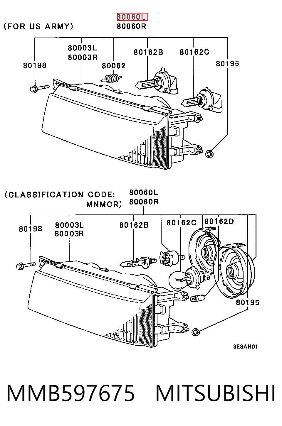 Luz esquerda para Mitsubishi Lancer IV C6A, C7A