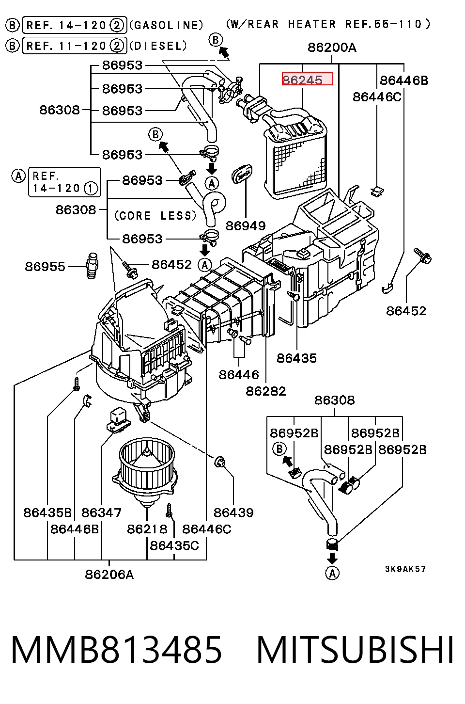 Radiador de forno (de aquecedor) para Mitsubishi Pajero II V2W, V4W