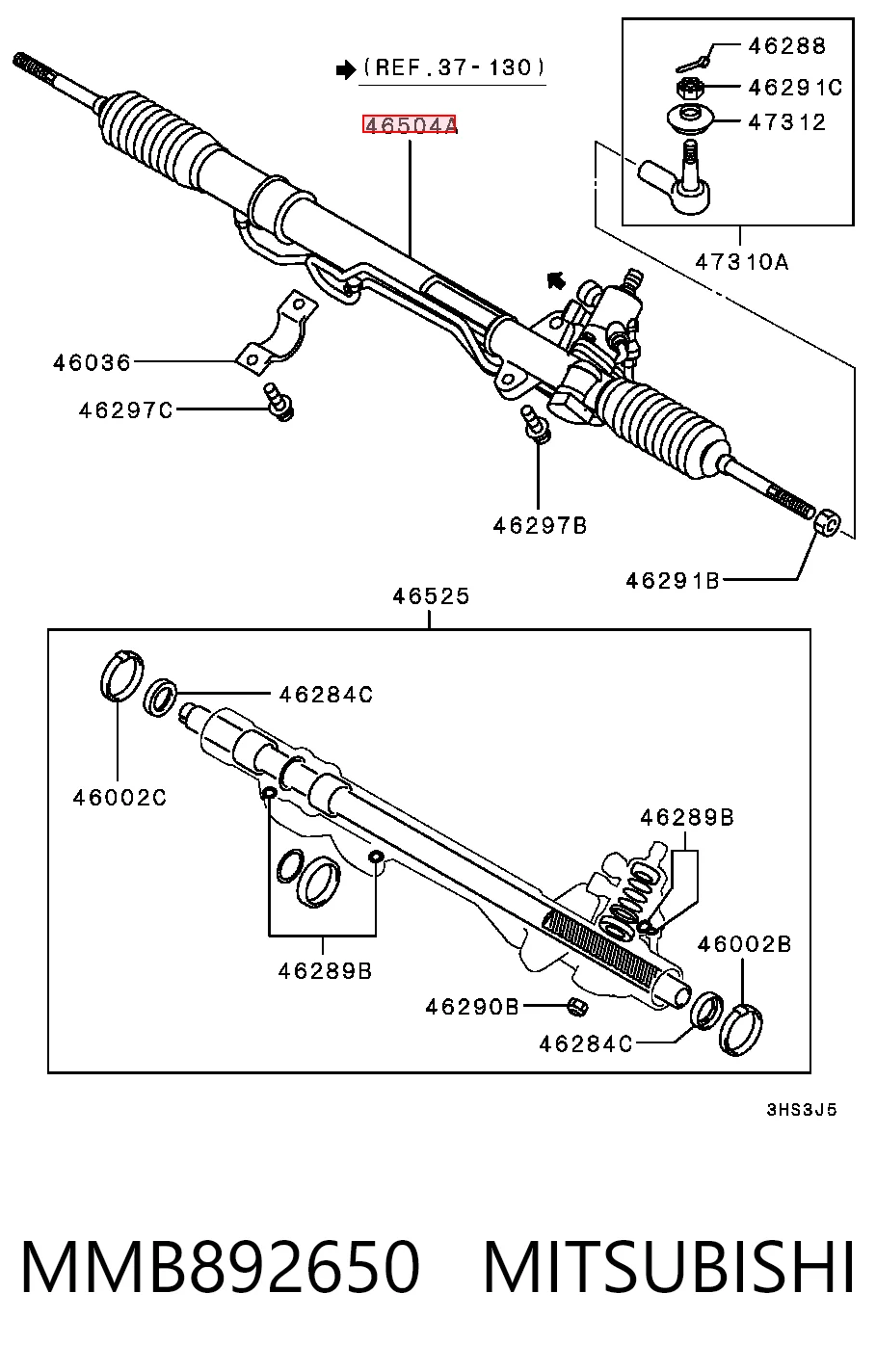 Cremalheira da direção Mitsubishi Galant VII E5A, E7A, E8A