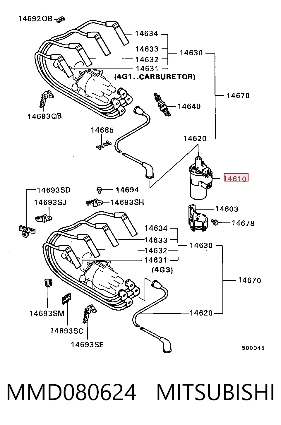 Bobina de ignição MD080623 Chrysler