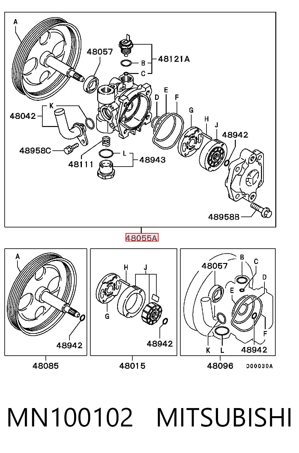 MN100102 Mitsubishi Bomba da Direção hidrâulica assistida