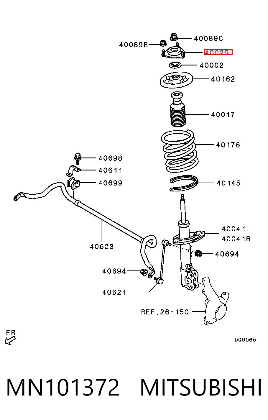 MN101372 Mitsubishi Suporte de amortecedor dianteiro