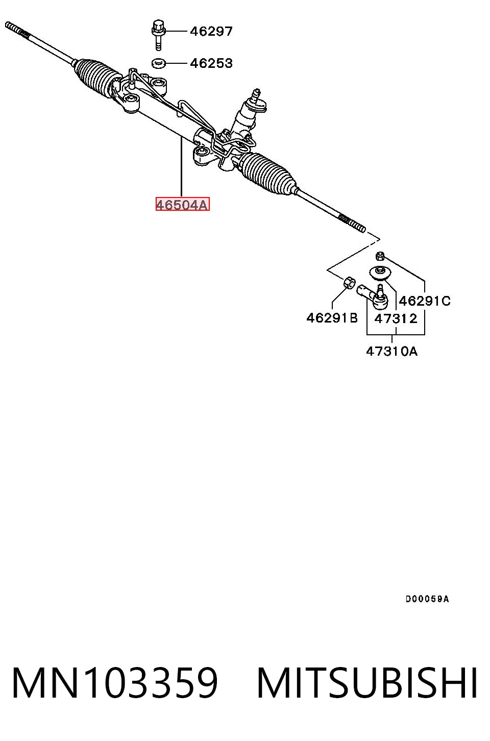 Cremalheira da direção Mitsubishi MN103359 preço, a partir de 117,58 USD