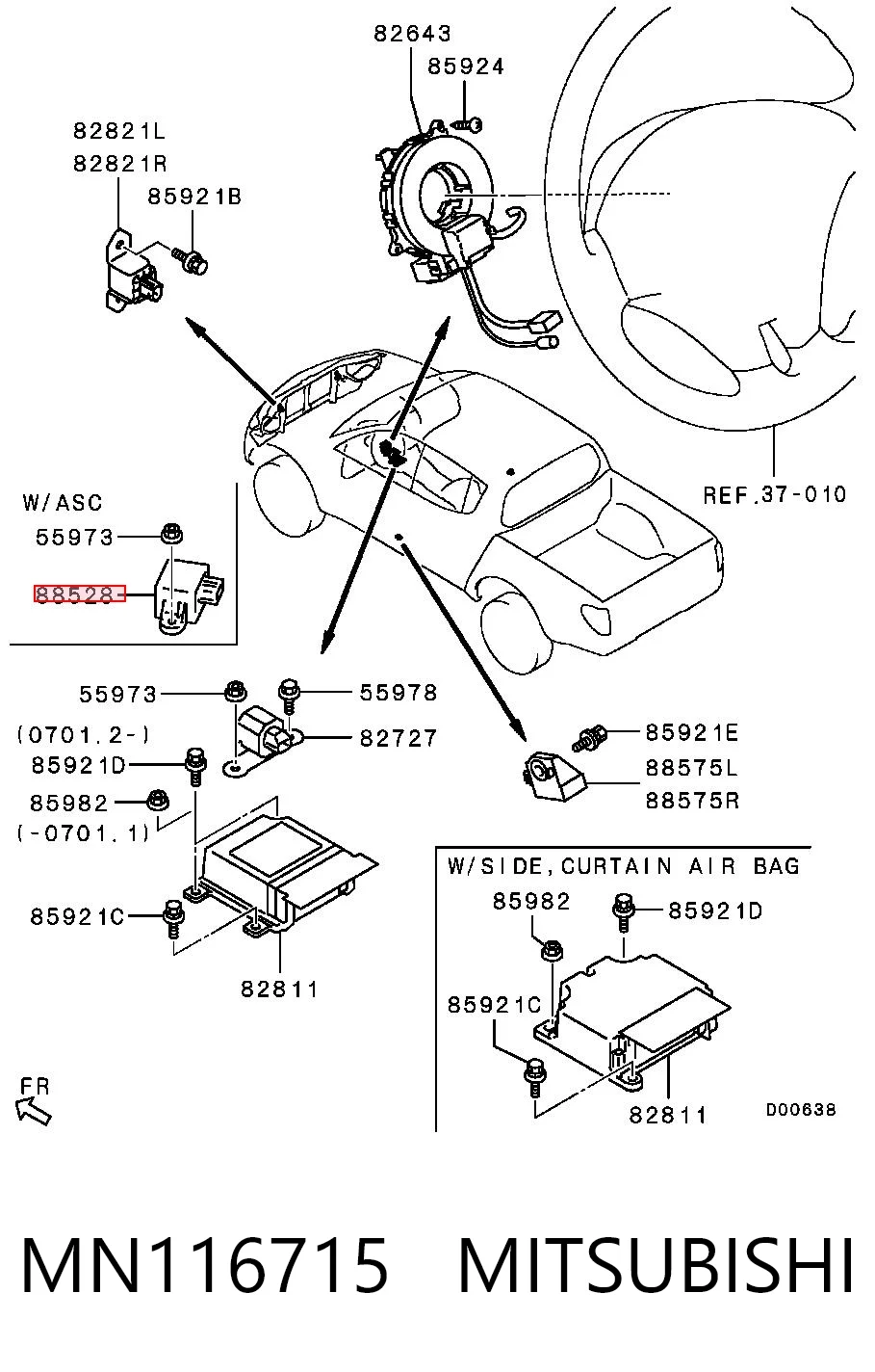 MN116715 Chrysler Sensor de aceleração transversal (ESP)