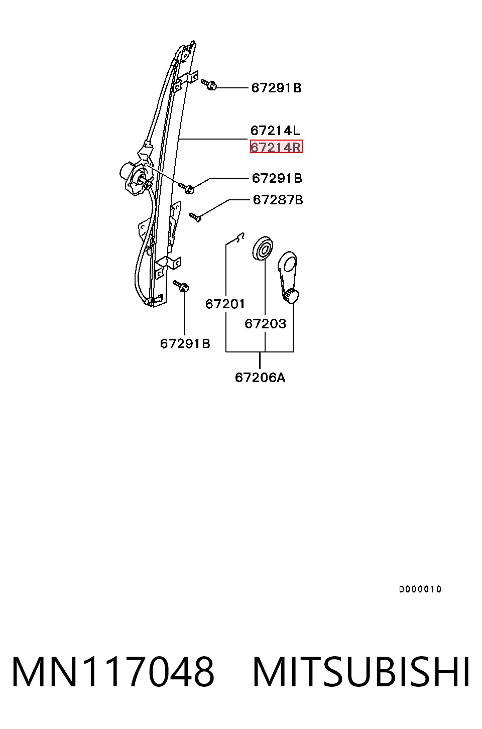  Mecanismo de acionamento de vidro da porta dianteira direita Mitsubishi Pajero III SUV (V60) (2000 - 2006) III