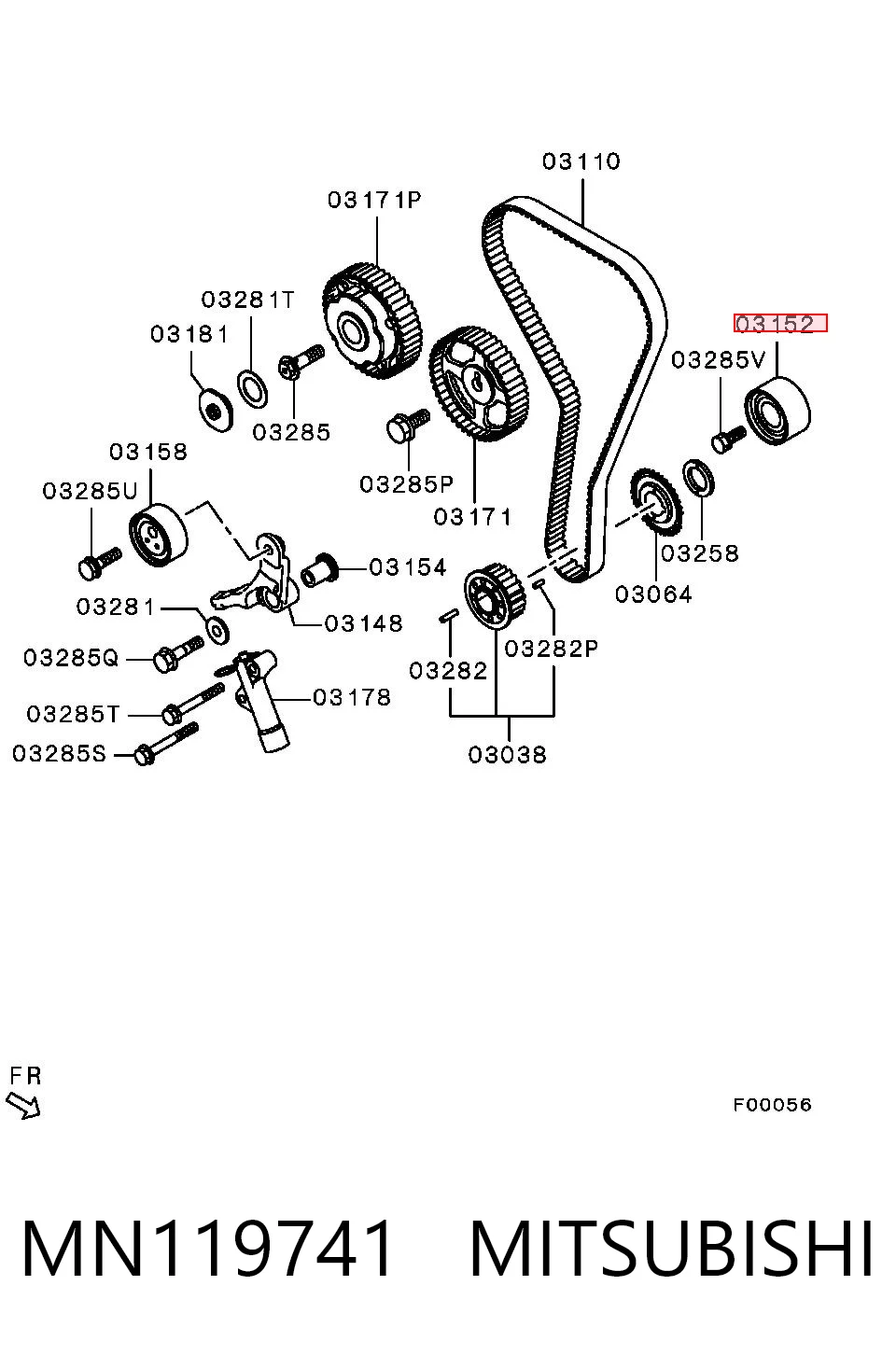  Rolo parasita da correia do mecanismo de distribuição de gás Mitsubishi Colt VI hatchback (Z3A) (2004 - 2008) VI