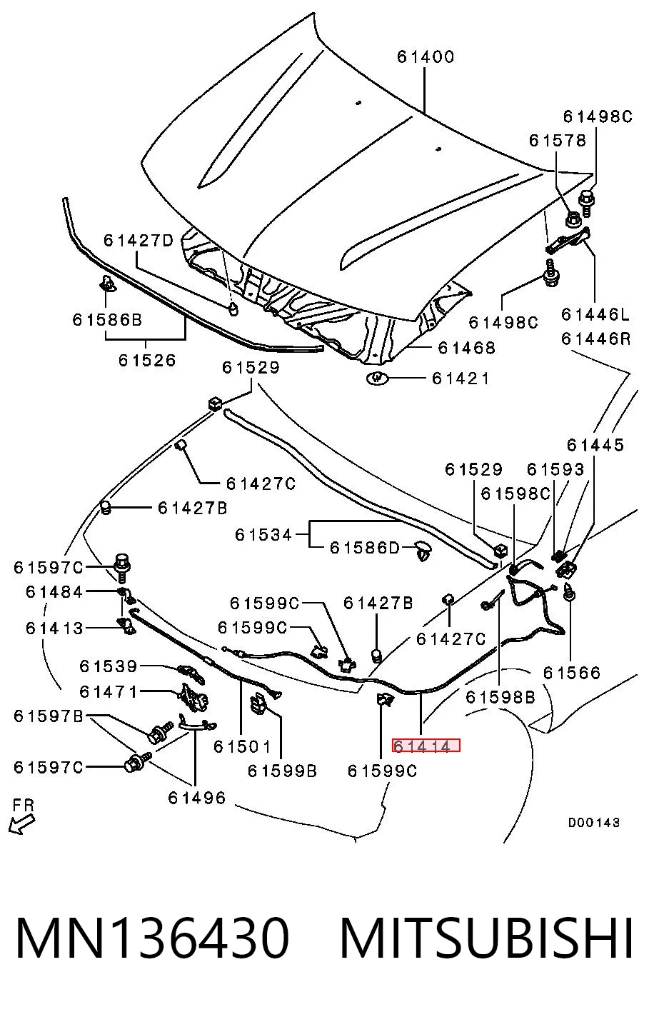  Cabo de abertura da capota Mitsubishi L 200 IV pick-up (KA, KB) (2005 - 2015) IV