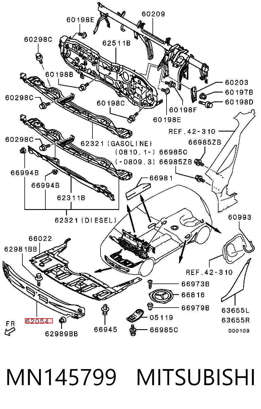 Compre Reforçador do pára-choque dianteiro Mitsubishi Colt 6