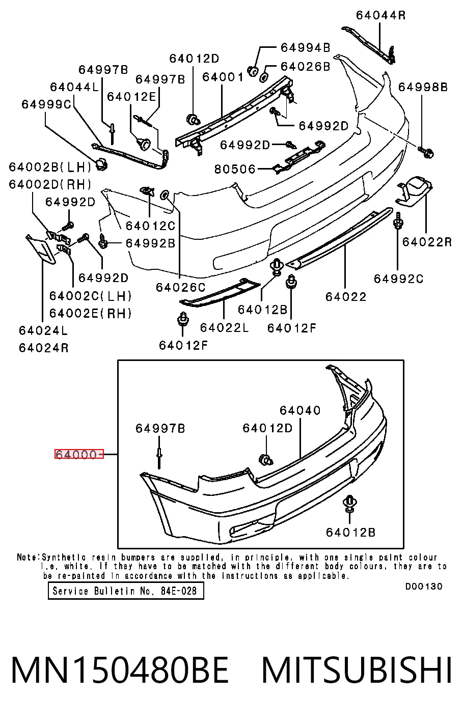  Pára-choque traseiro Mitsubishi Outlander I SUV (CU) (2003 - 2008) I
