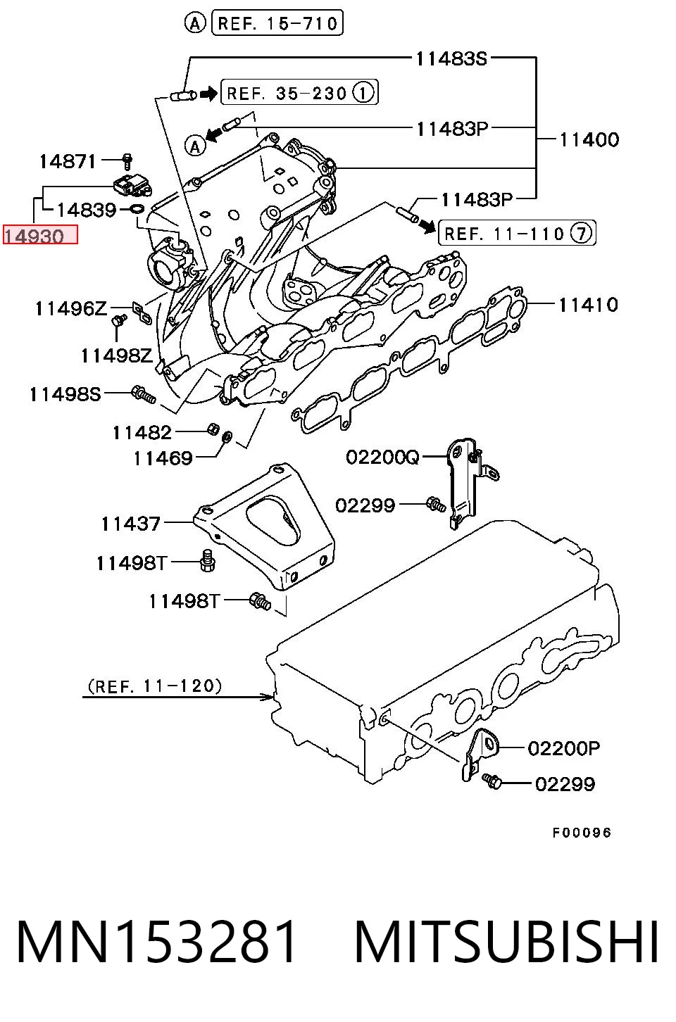 MN153281 Mitsubishi Sensor de pressão no coletor de admissão, MAP