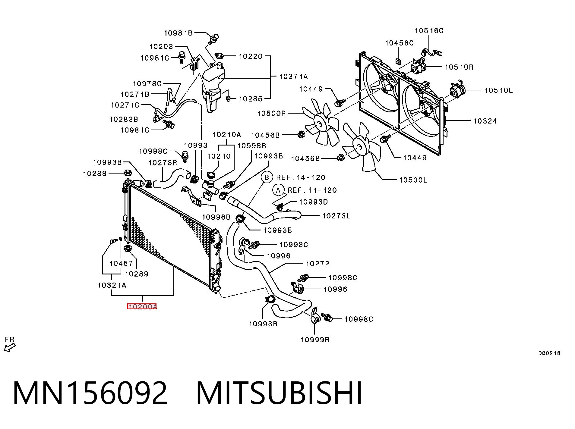 MN156092 Mitsubishi Radiador de esfriamento de motor
