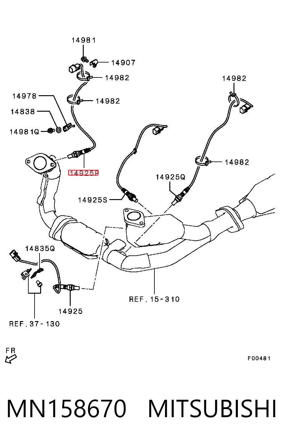 MN158670 Mitsubishi Sonda lambda, sensor direito de oxigênio até o catalisador
