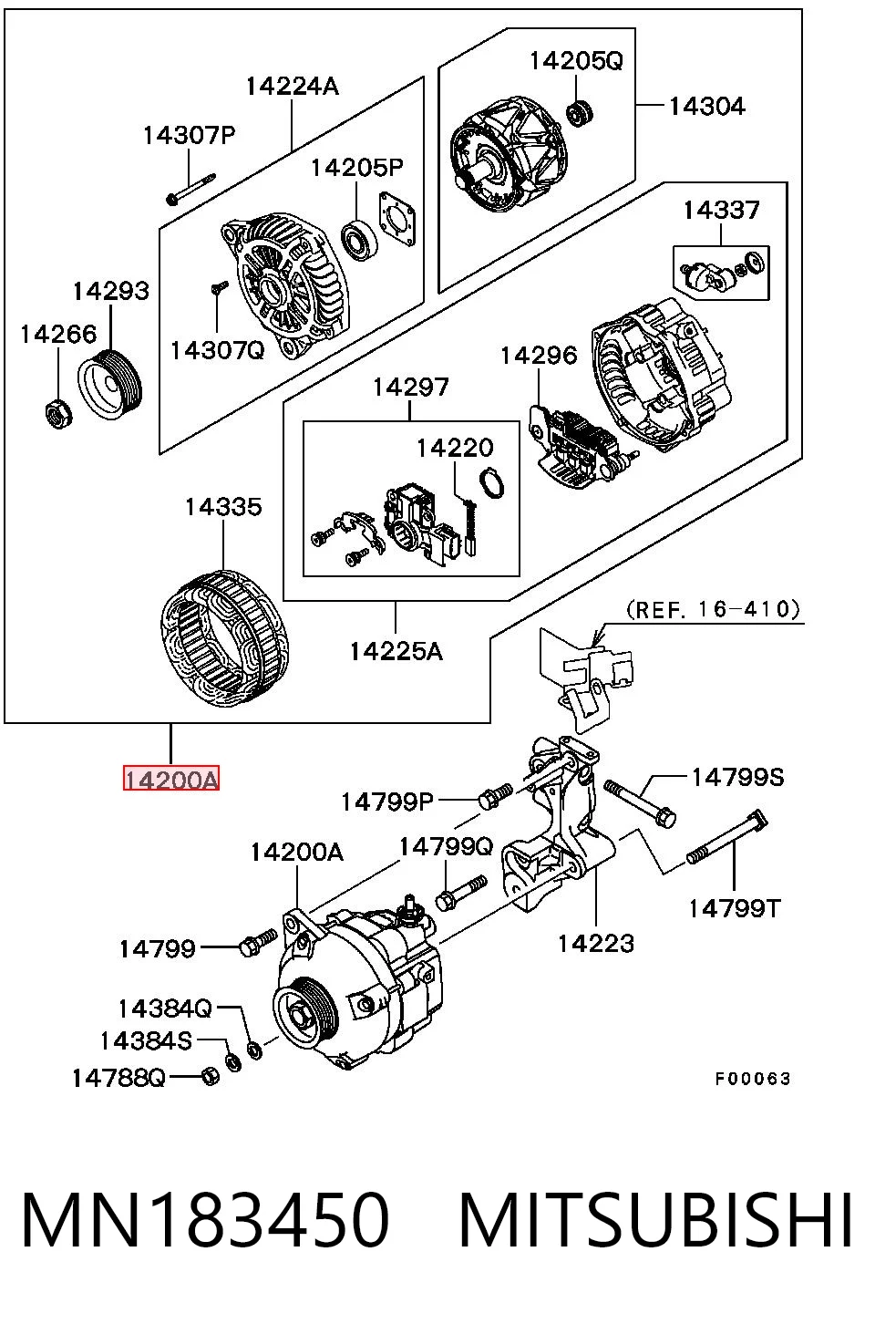 MN183450 Mitsubishi Gerador
