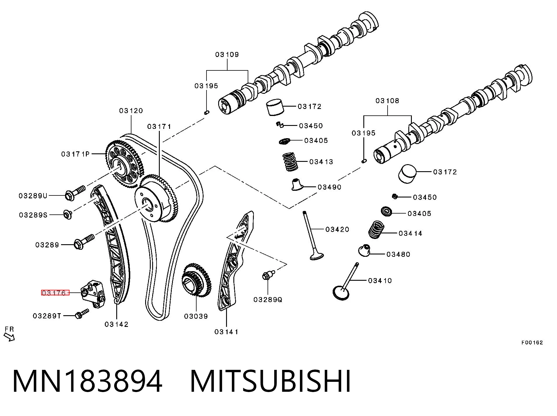 MN183894 Mitsubishi Reguladora de tensão da cadeia do mecanismo de distribuição de gás