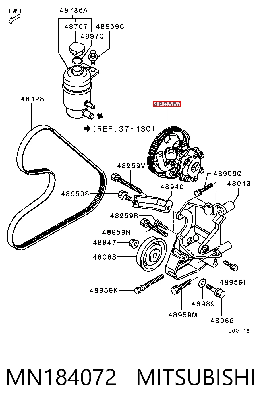 MN184072 Mitsubishi Bomba da Direção hidrâulica assistida