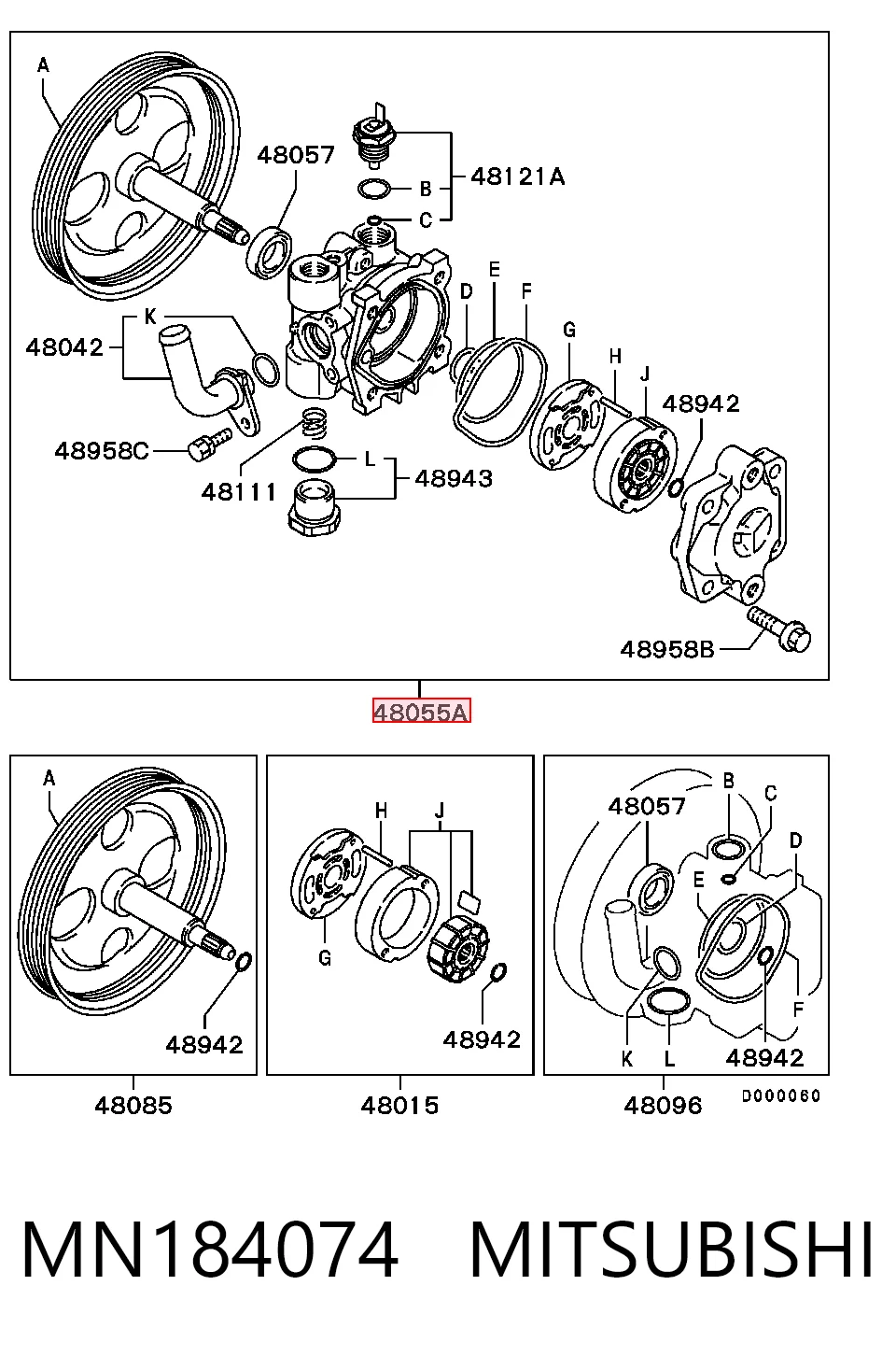 MN184074 Mitsubishi Bomba da Direção hidrâulica assistida