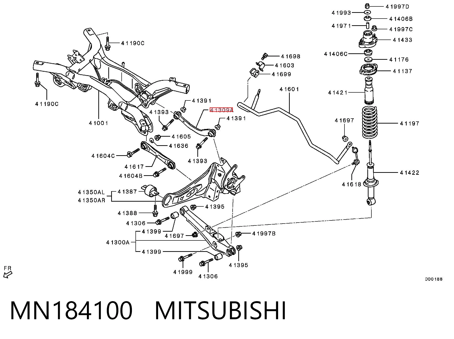 MN184100 Mitsubishi Braço oscilante superior esquerdo/direito de suspensão traseira