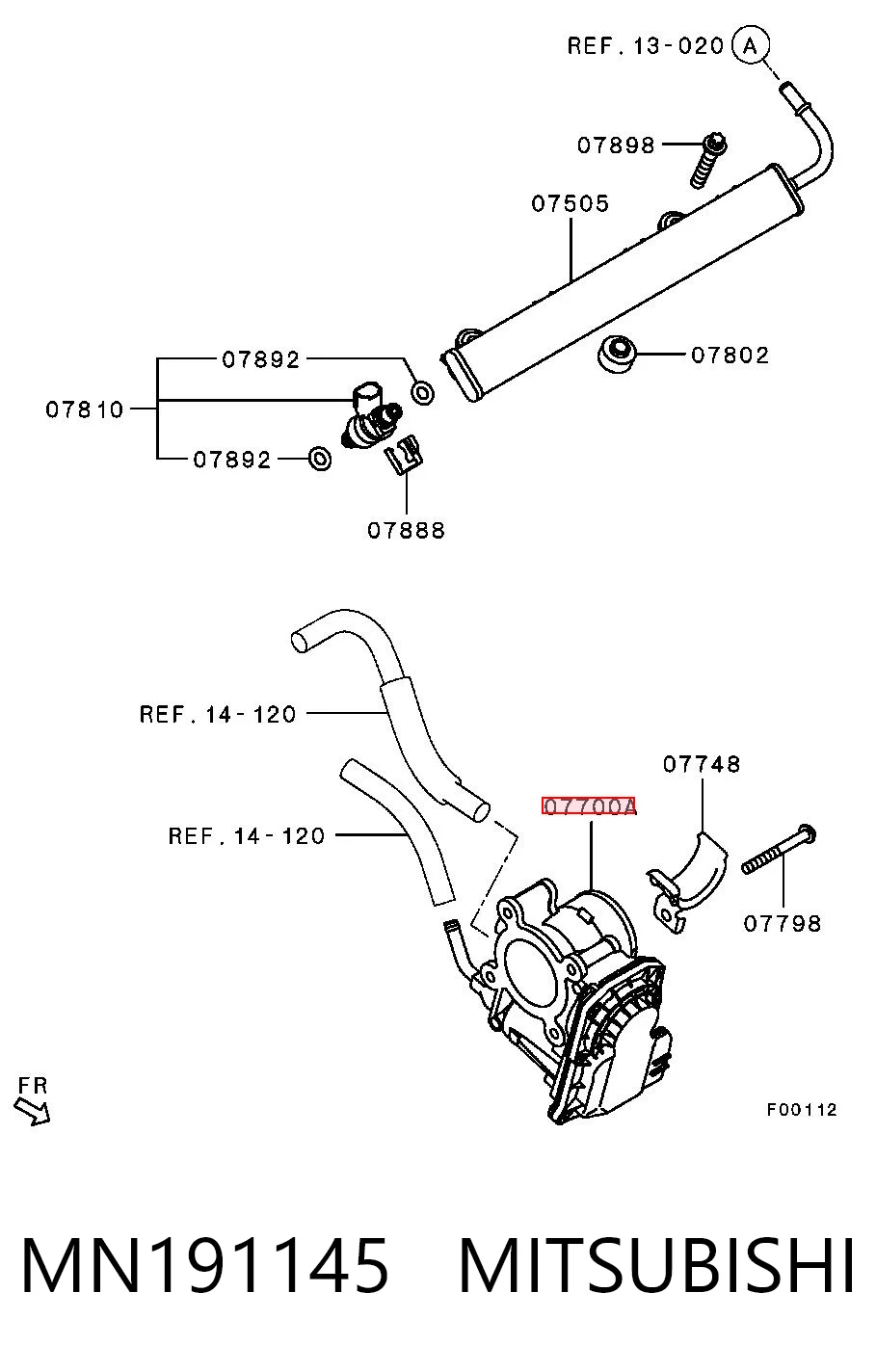 MN191145 Mitsubishi Válvula de borboleta montada