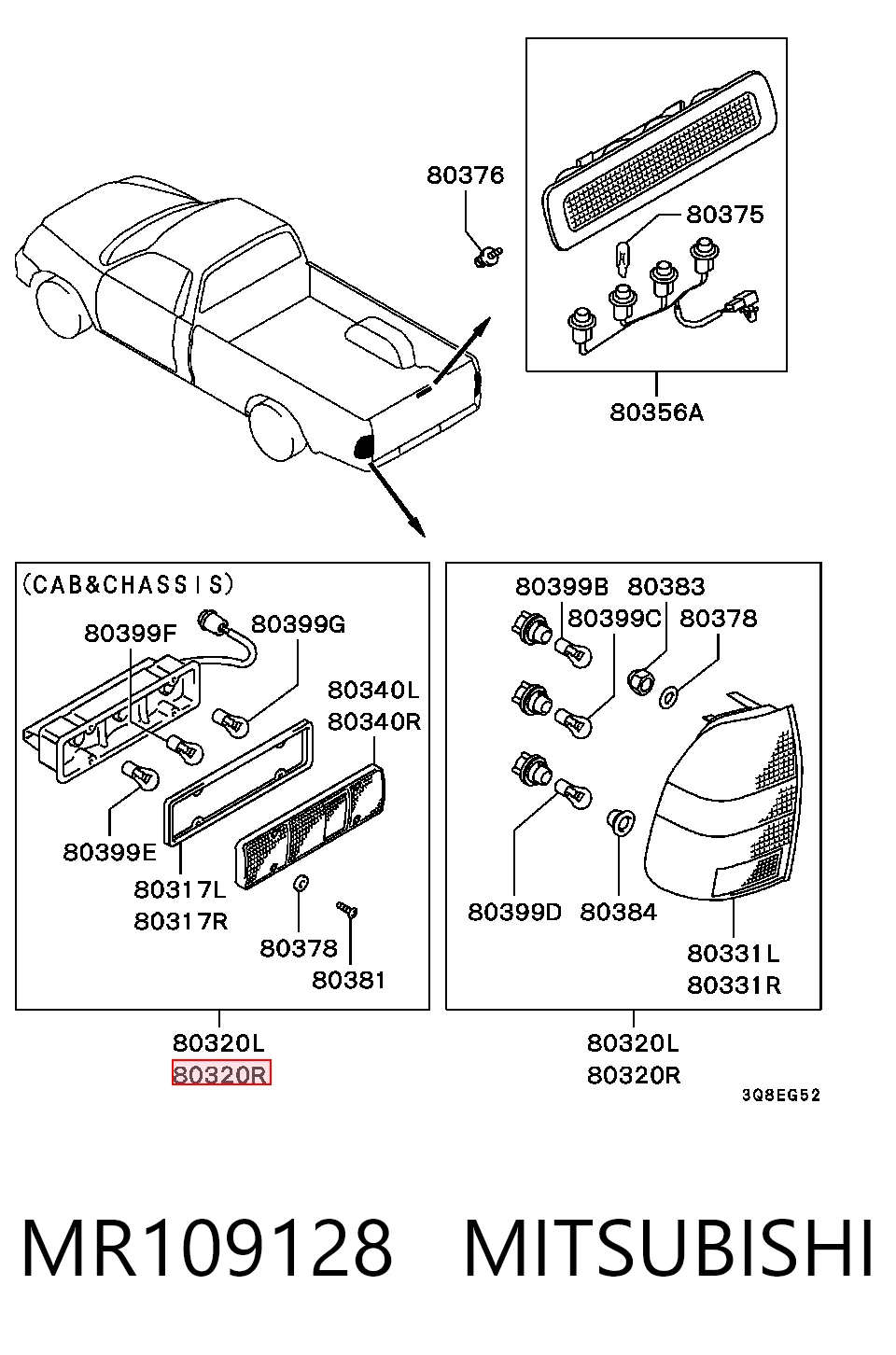 Lanterna traseira direita Mitsubishi L 200 III K60, K70