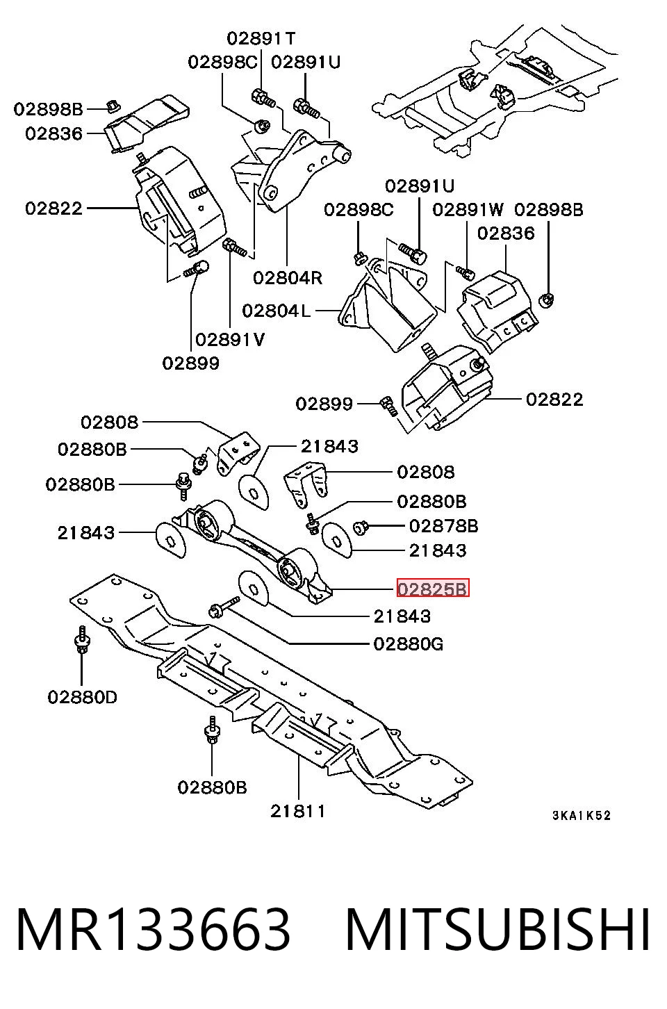 Coxim (suporte) traseiro de motor Mitsubishi Pajero II V2W, V4W ao melhor preço