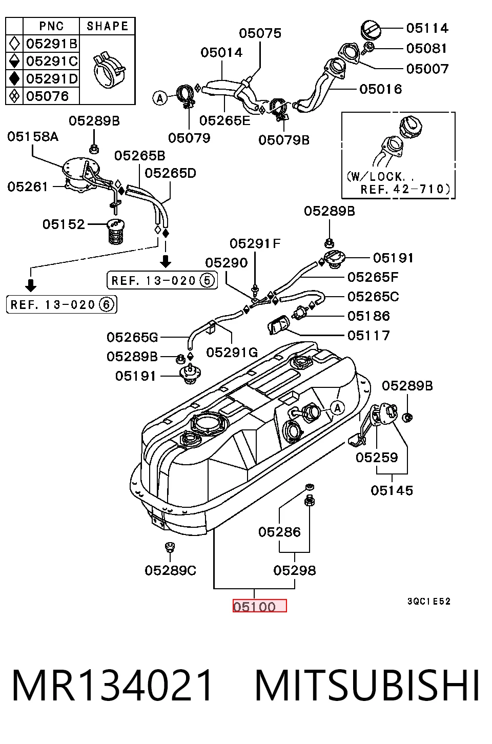 Tanque de combustível Mitsubishi L 200 III K60, K70