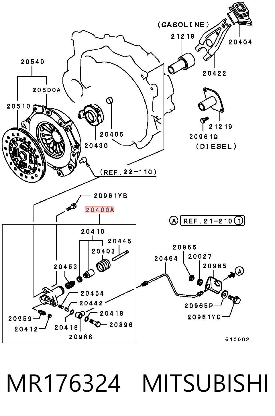 Cilindro de trabalho de embraiagem para Volvo S40 I VS