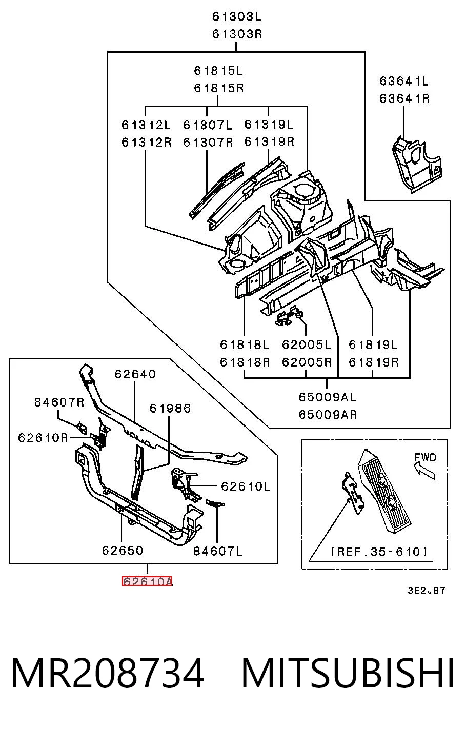 Suporte do radiador montado (painel de montagem de fixação das luzes) Mitsubishi Colt V CJA ao melhor preço