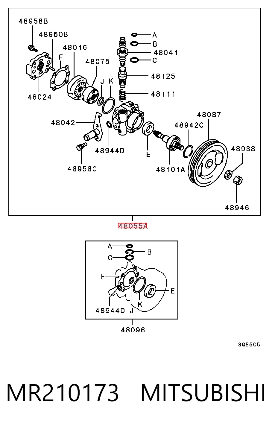  Bomba da Direção hidrâulica assistida Mitsubishi L 200 III pick-up (K60, K70) (1996 - 2007) III