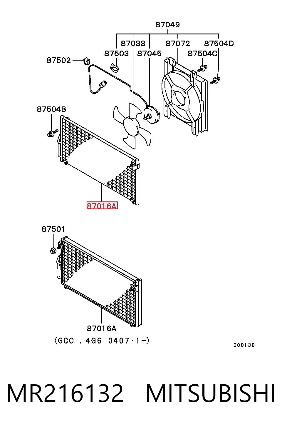 Radiador de aparelho de ar condicionado para Mitsubishi Galant VIII EA