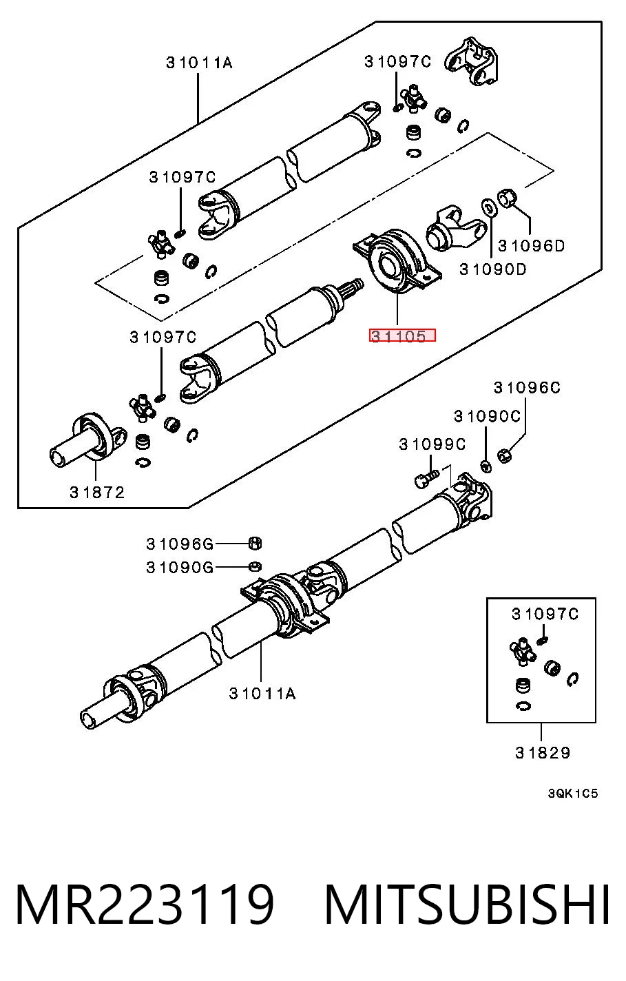 MR223119 Mitsubishi Rolamento suspenso da junta universal