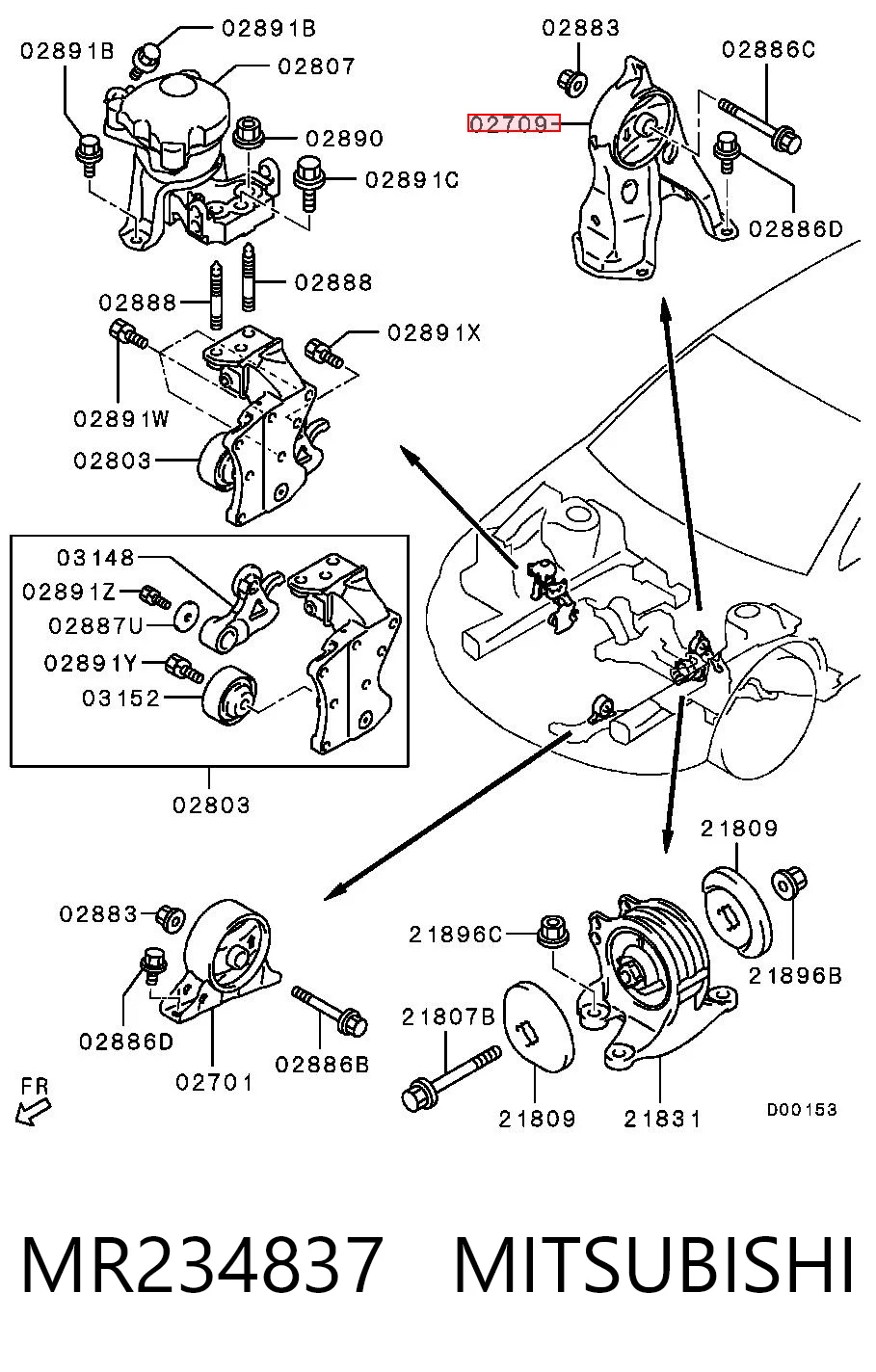 Coxim (suporte) traseiro de motor Mitsubishi Galant IX DJ, DM ao melhor preço