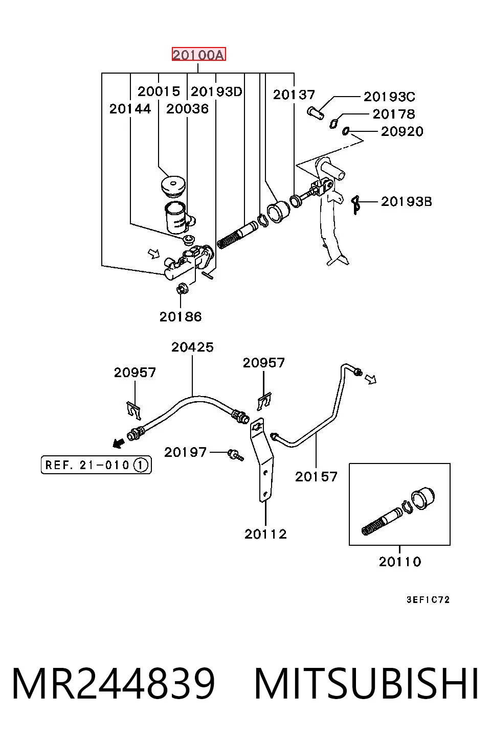 Cilindro mestre de embraiagem para Mitsubishi Lancer VI CJ, CP