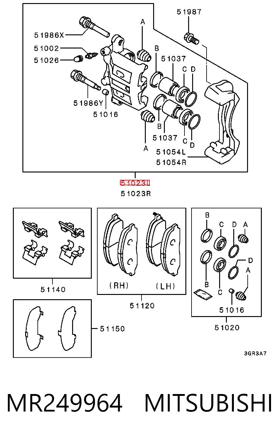 Kit de reparação de suporte do freio dianteiro Mitsubishi L 300  P1T ao melhor preço