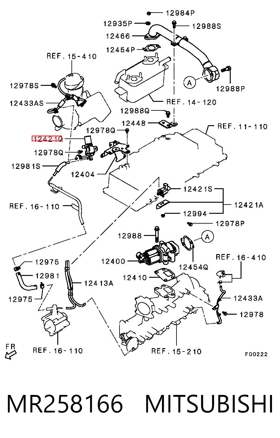 MR258166 Mitsubishi Válvula solenoide de regulação de comporta EGR