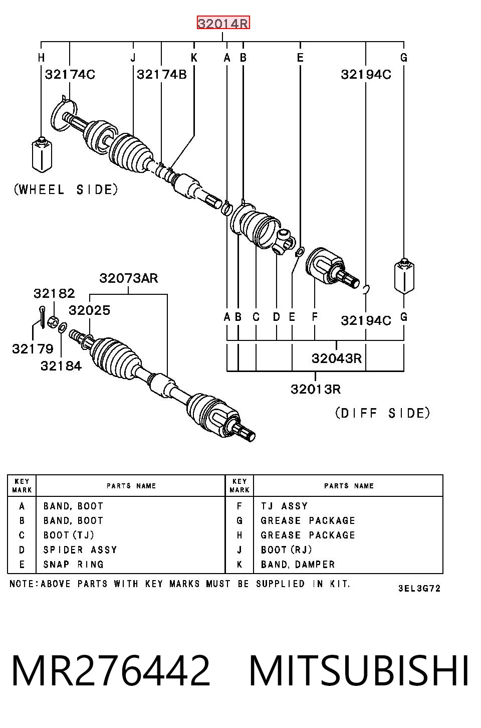  Bota de proteção externa de junta homocinética do semieixo dianteiro Mitsubishi Lancer VI sedan (CJ, CP) (1995 - 2003) VI
