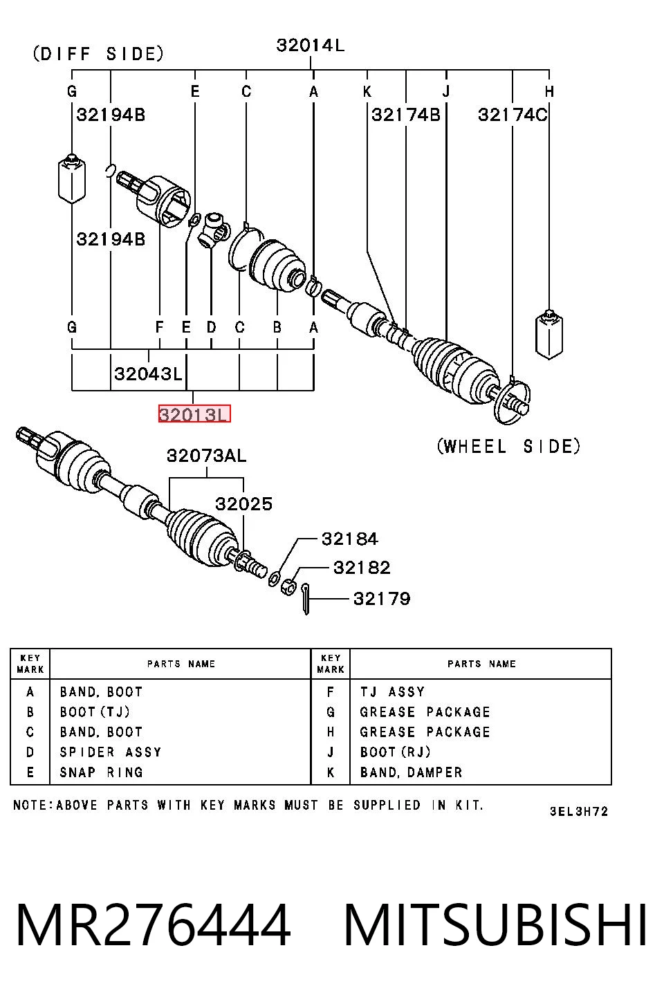  Bota de proteção interna de junta homocinética do semieixo dianteiro Mitsubishi Lancer VI sedan (CJ, CP) (1995 - 2003) VI
