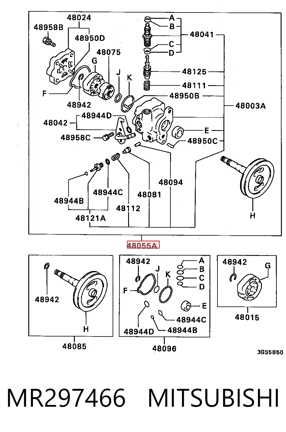 Bomba da Direção hidrâulica assistida para Mitsubishi Galant VII E5A, E7A, E8A