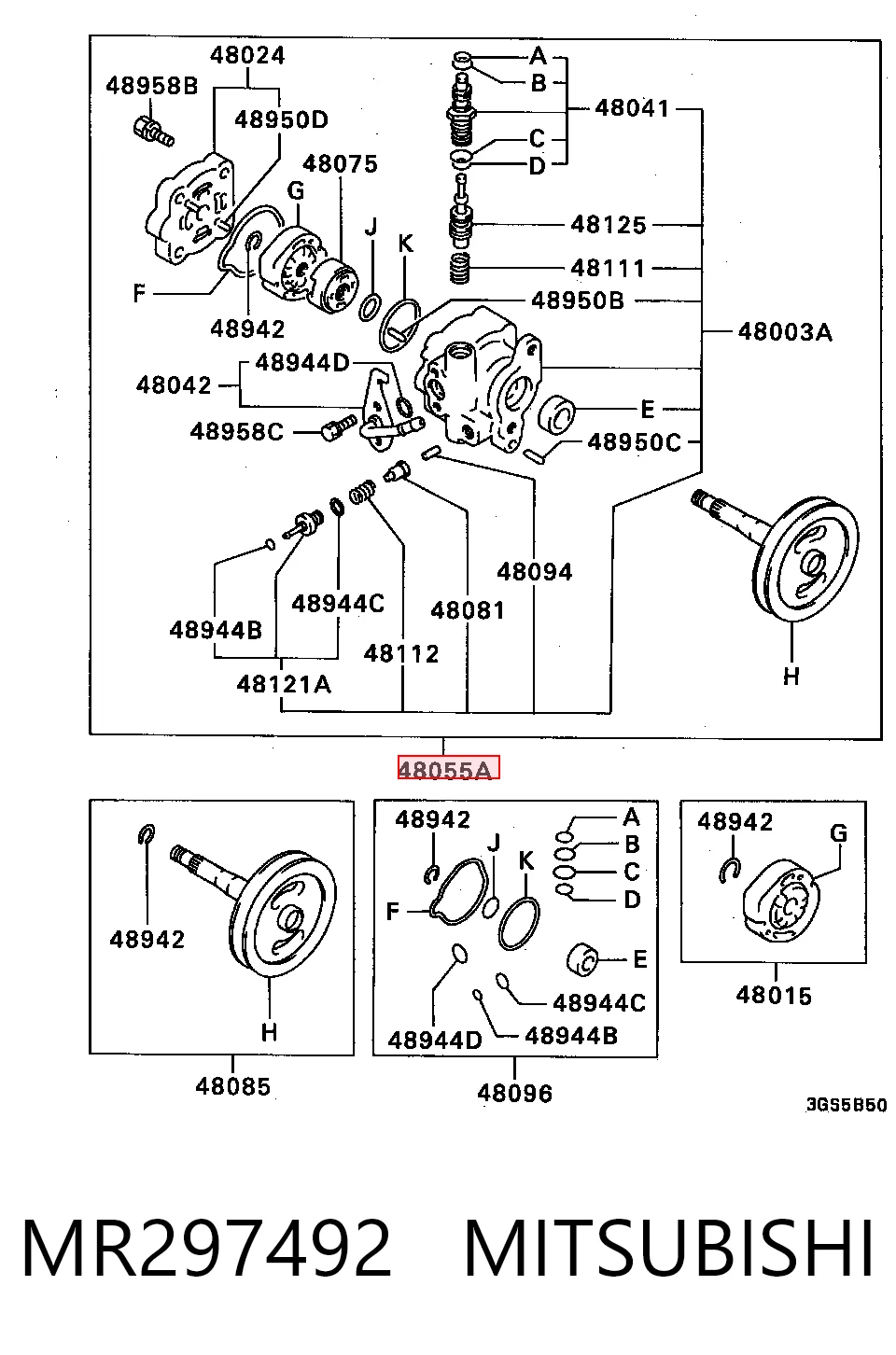 Bomba da Direção hidrâulica assistida Mitsubishi Galant VII E5A, E7A, E8A
