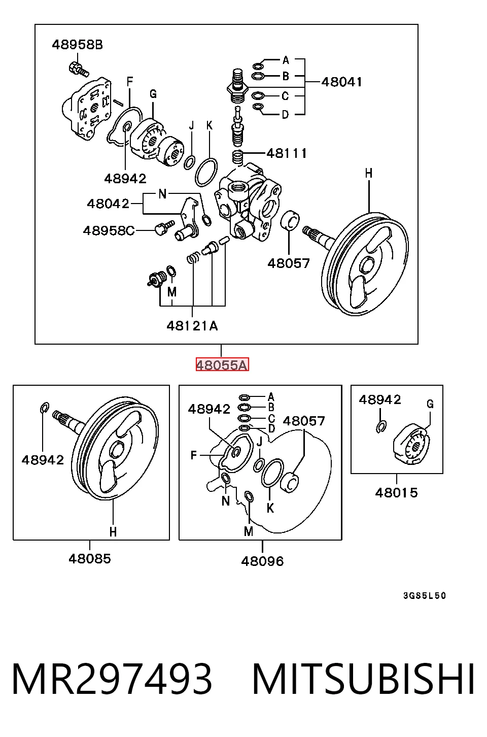 Bomba da Direção hidrâulica assistida para Mitsubishi Galant VII E5A, E7A, E8A