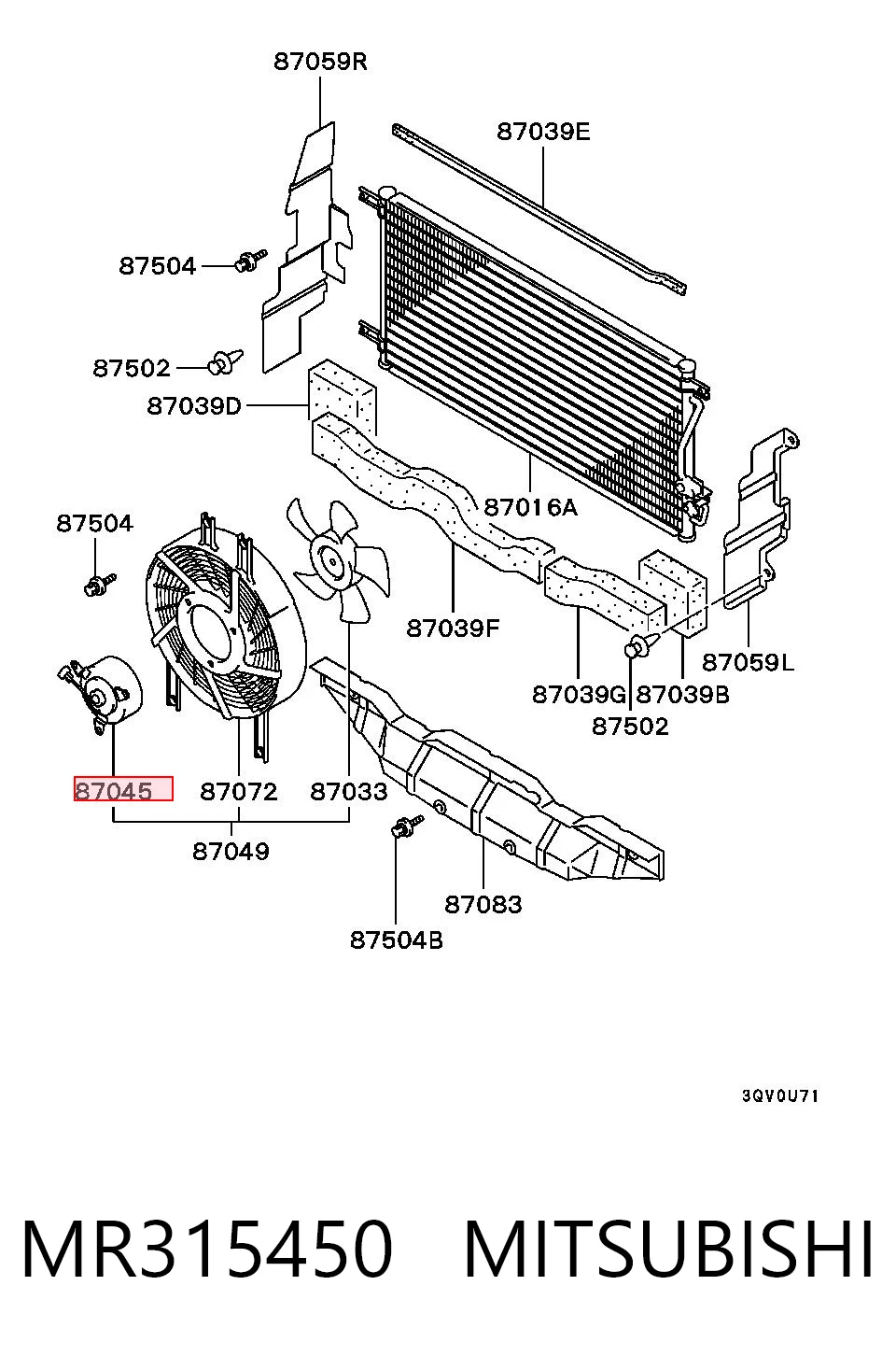 MR315450 Mitsubishi Motor de ventilador de aparelho de ar condicionado