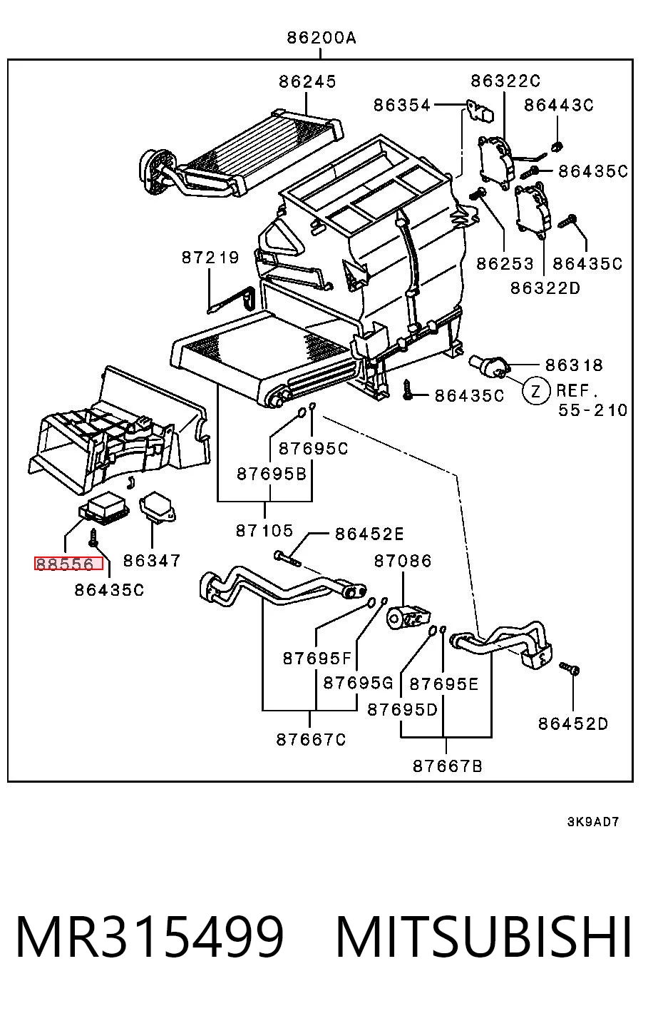 MR315499 Mitsubishi Resistor (resistência) de ventilador de forno (de aquecedor de salão)