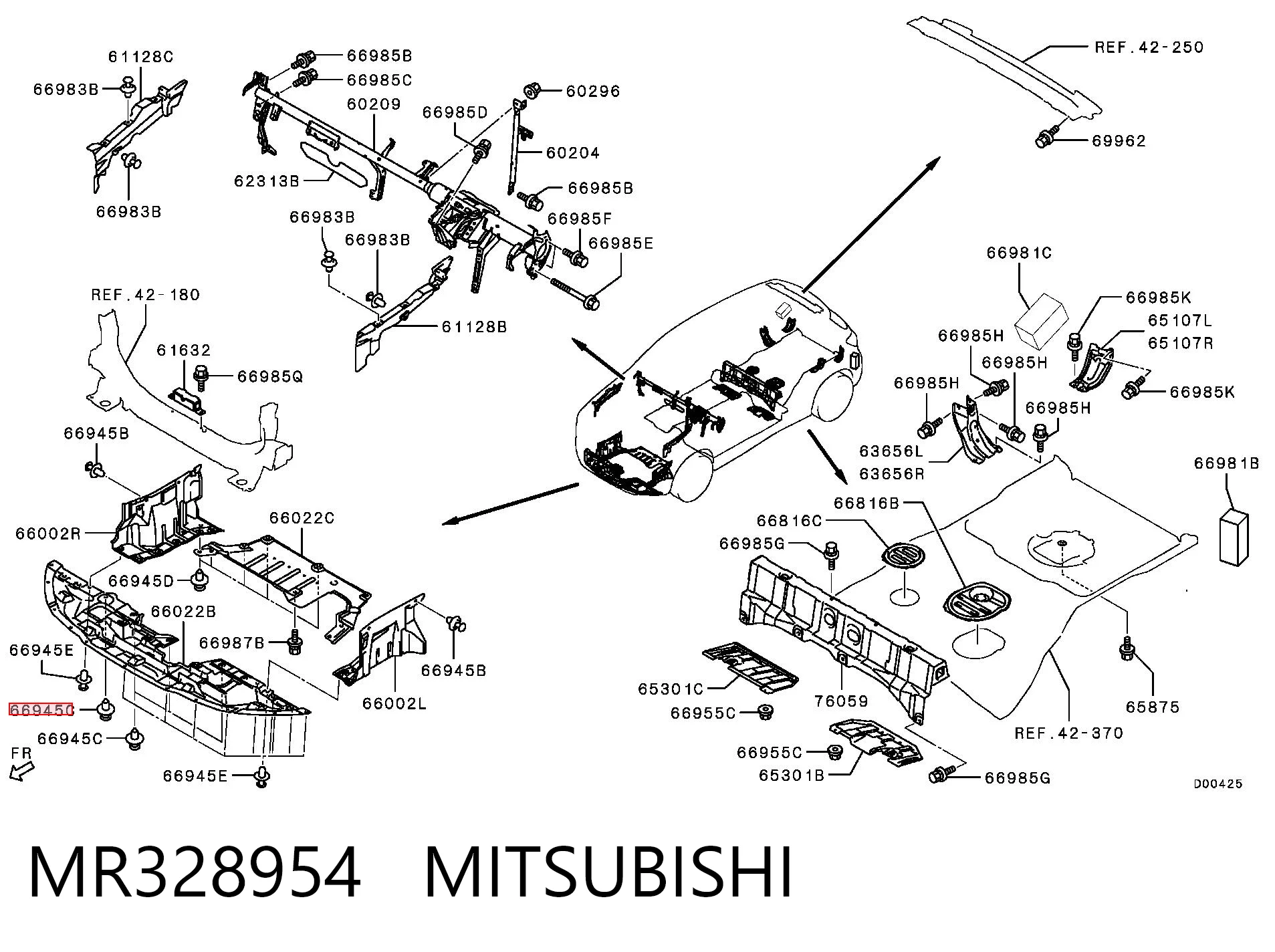 MR328954 Mitsubishi Cápsula (prendedor) de fixação do forro do pára-choque do pára-lama dianteiro
