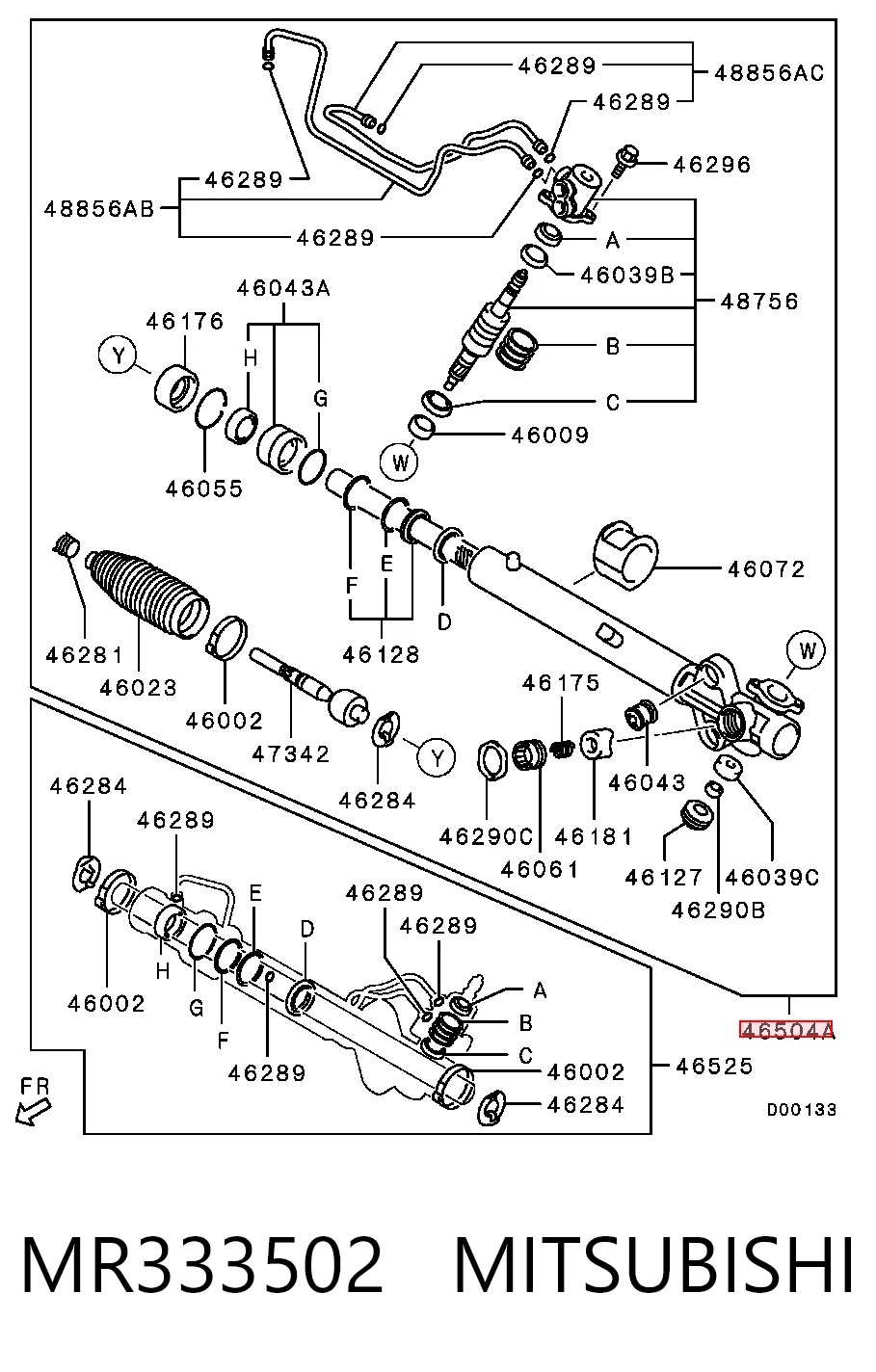 MR333502 Mitsubishi Cremalheira da direção