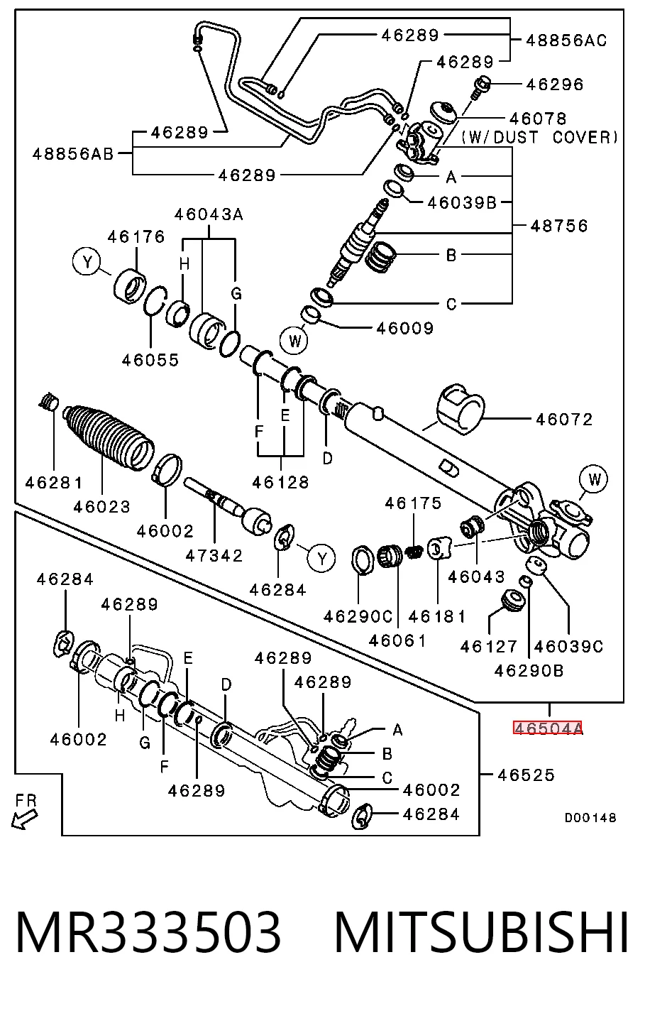 MR333503 Mitsubishi Cremalheira da direção