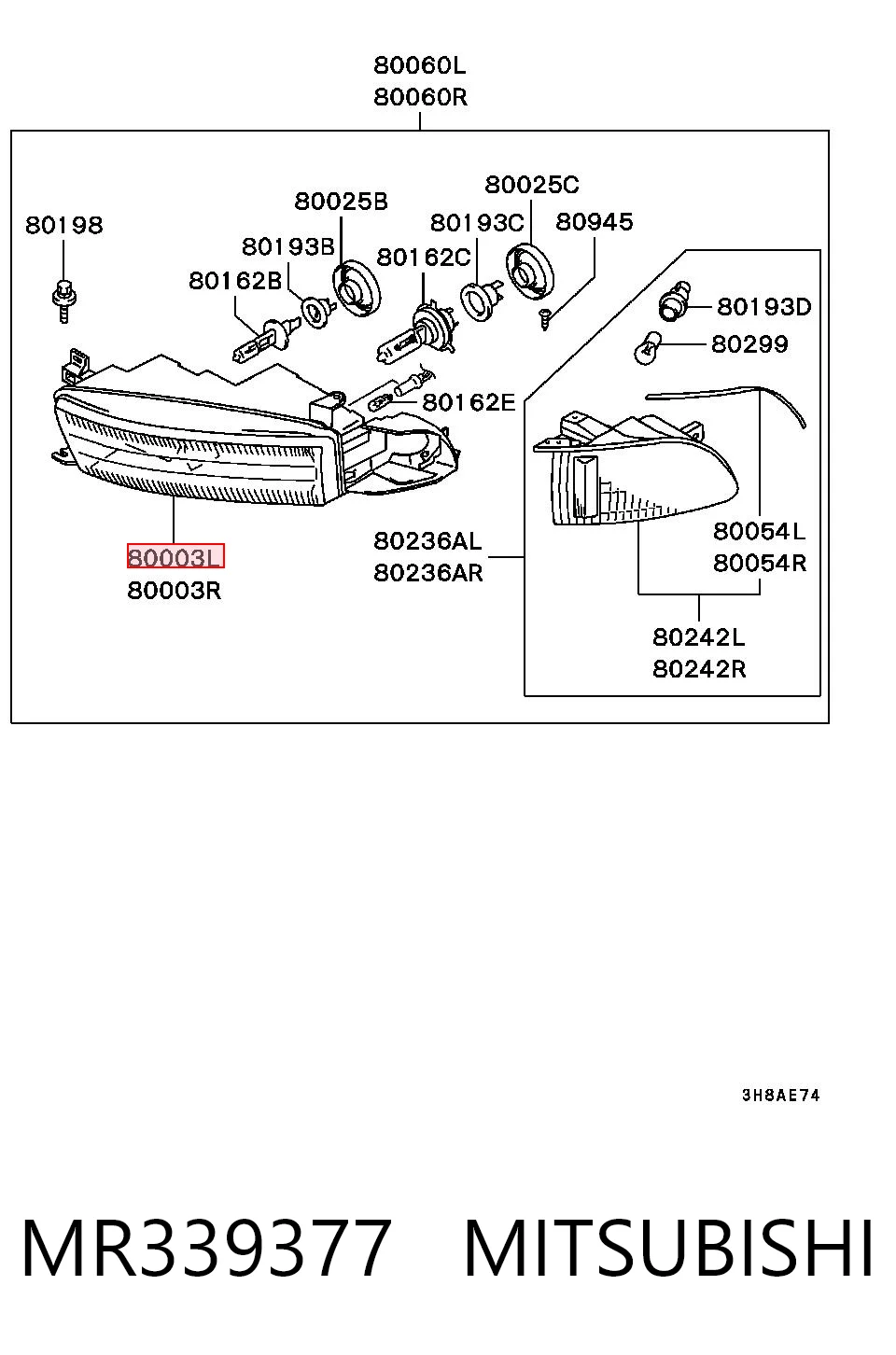 Luz esquerda para Mitsubishi Galant VIII EA