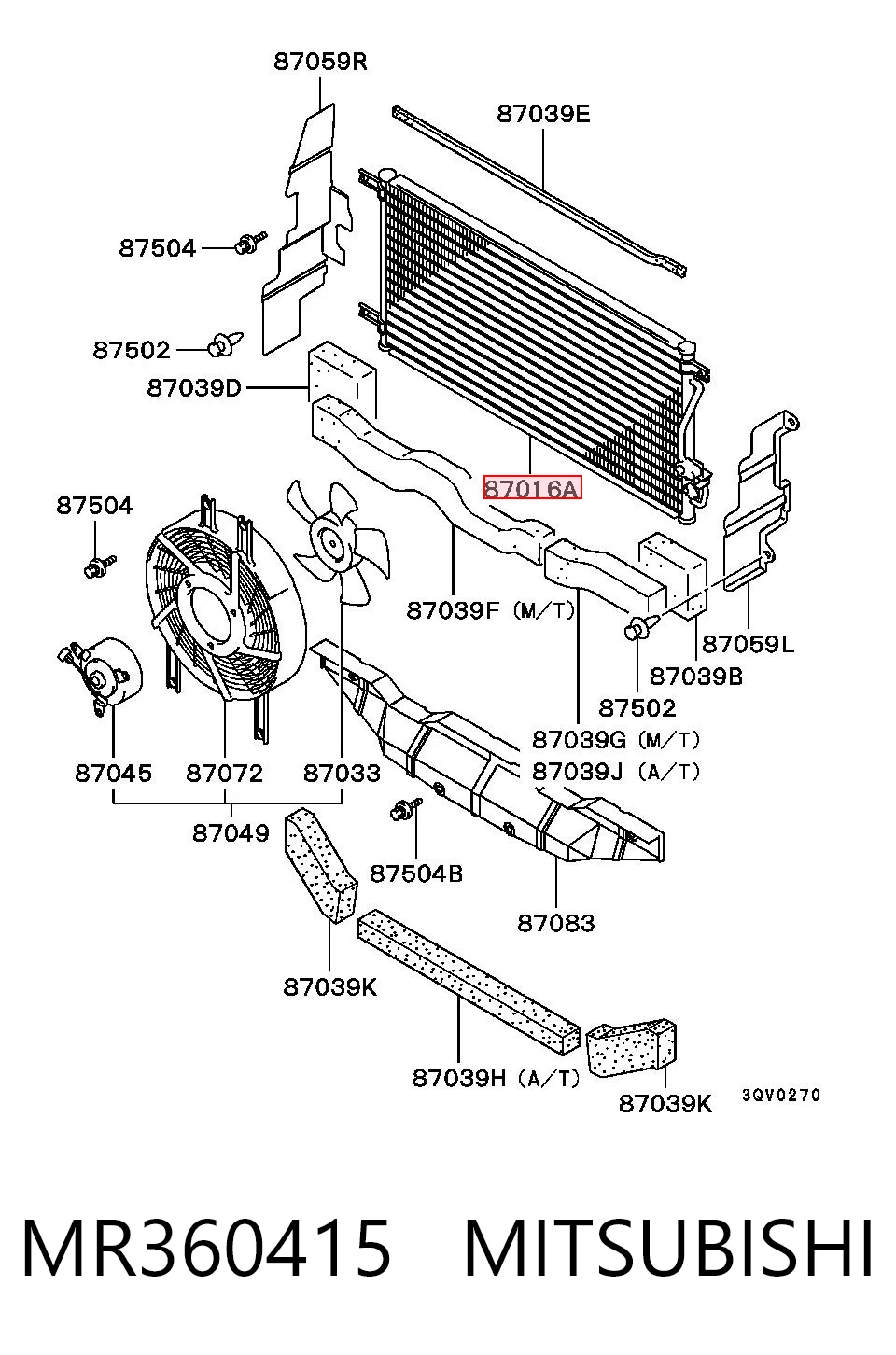 MR360415 Mitsubishi Radiador de aparelho de ar condicionado