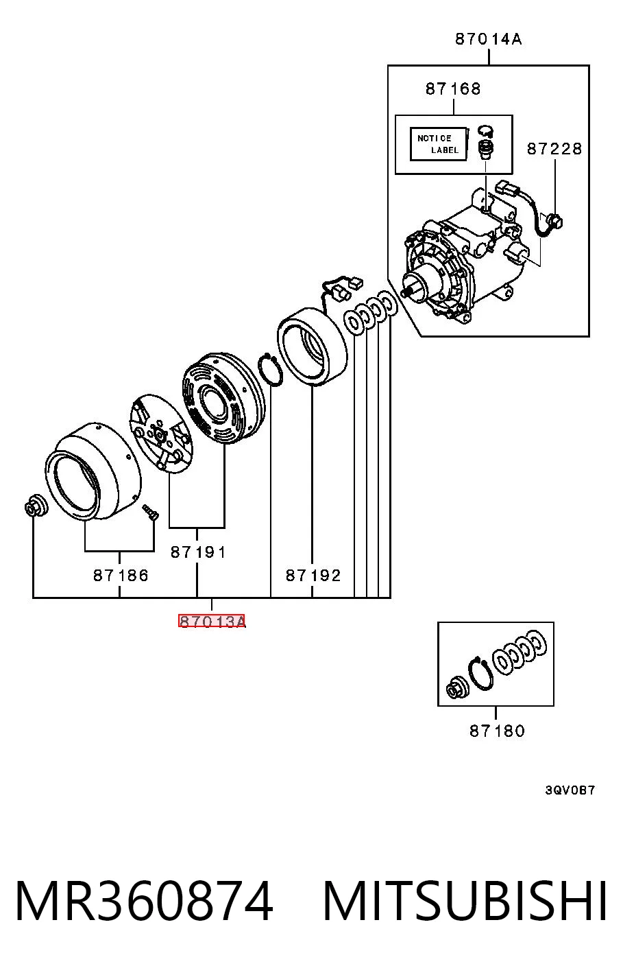 MR360874 Mitsubishi Acoplamento (bobina magnética) do compressor de aparelho de ar condicionado