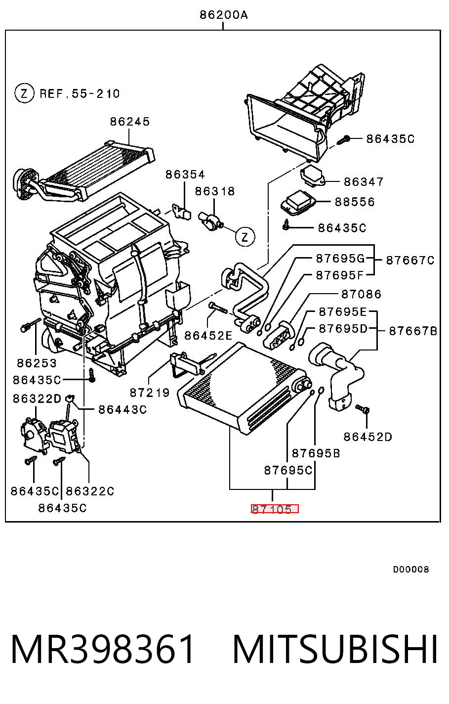 Vaporizador de aparelho de ar condicionado para Mitsubishi Pajero III 