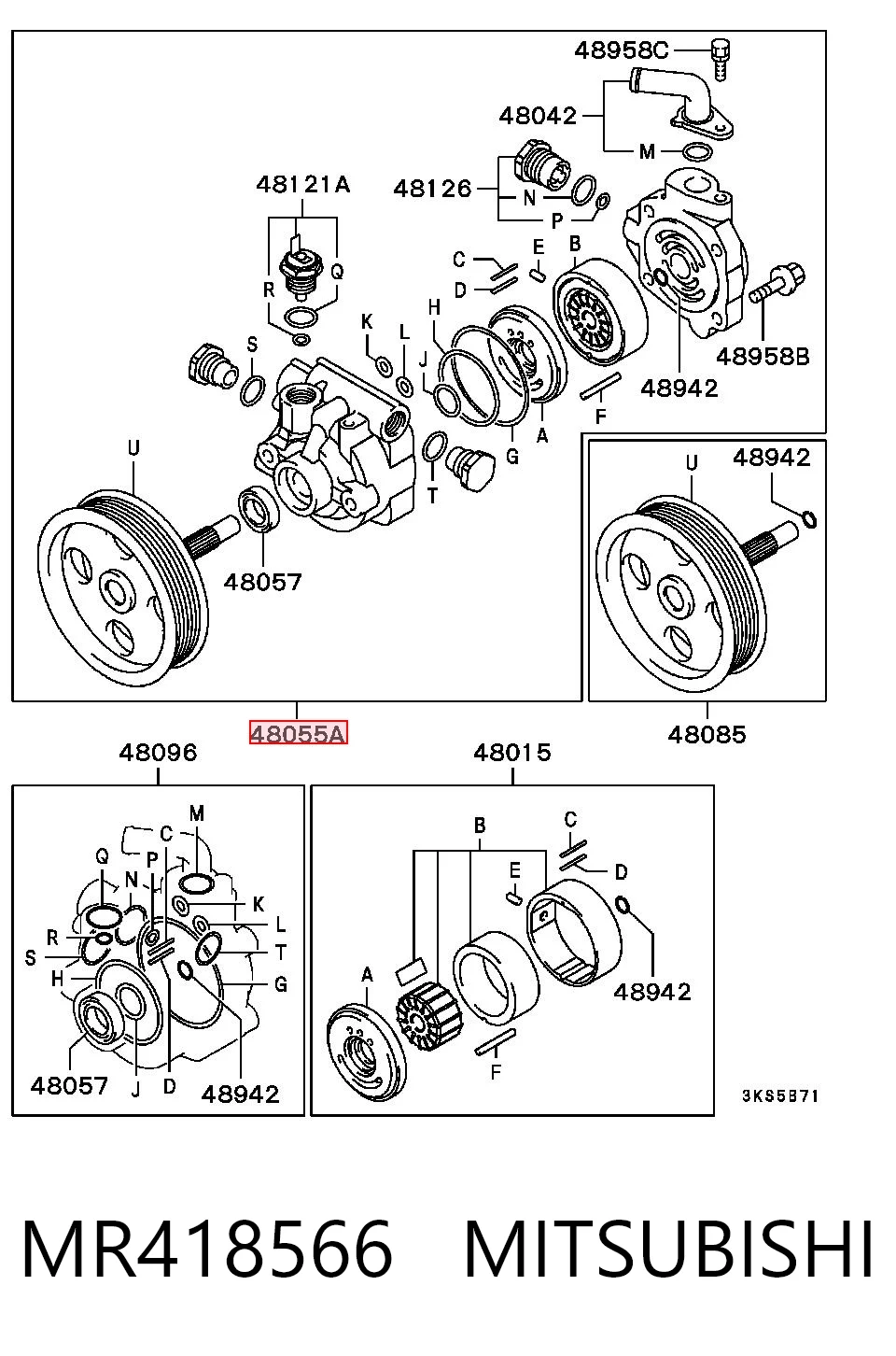 MR418566 Mitsubishi Bomba da Direção hidrâulica assistida